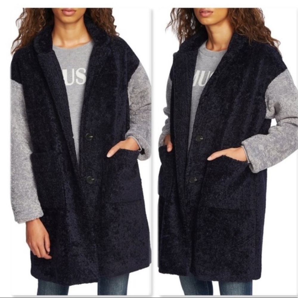 Court + Rowe Color Block Faux Fur Coat